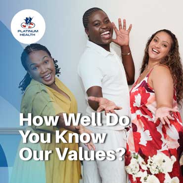Platinum Health employees promoting awareness of the organisation's values