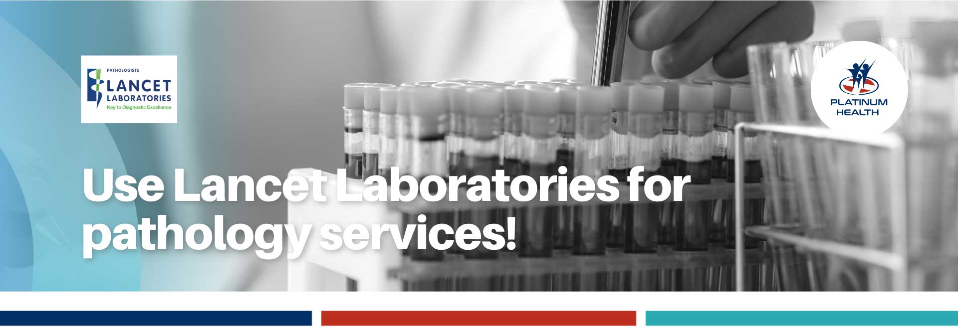 Laboratory blood sample testing and pathology services promotion banner