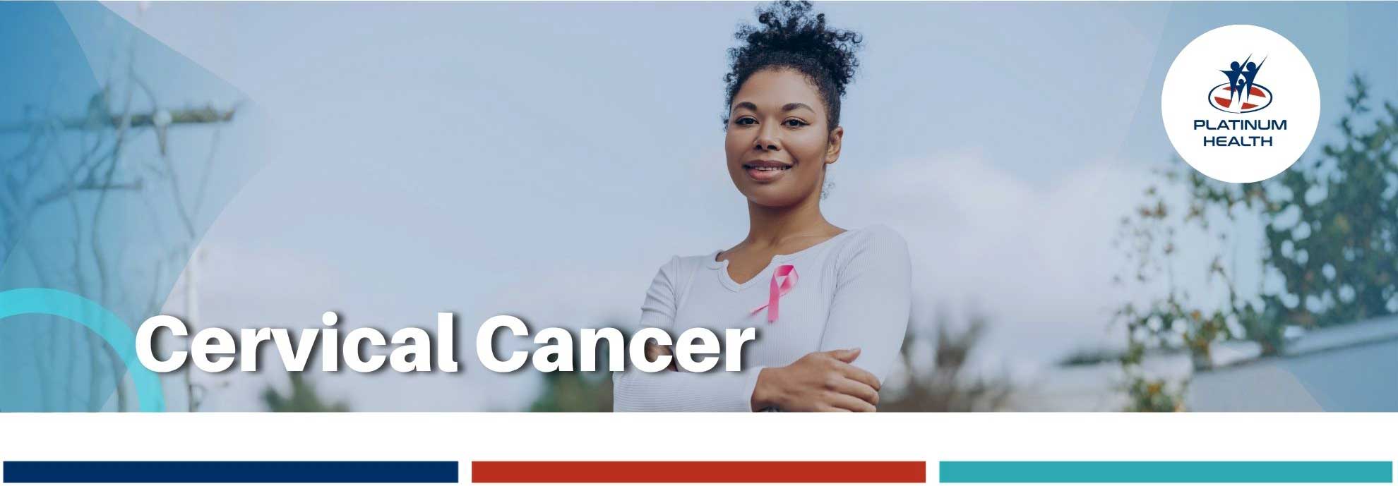 Woman wearing a pink awareness ribbon for cervical cancer – Platinum Health