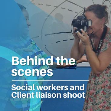 Behind the scenes of social workers and client liaison photoshoot at Platinum Health